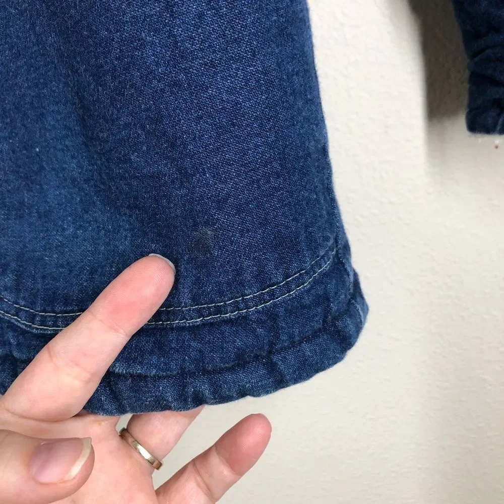 Vintage Kids OshKosh B’Gosh Sherpa Lined Denim Jacket Hooded Made In USA